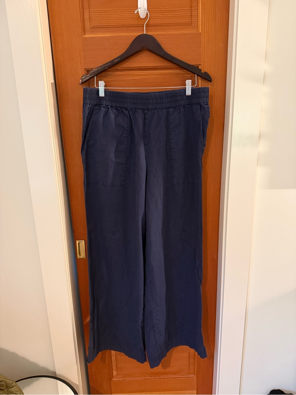 Michael Stars LA Navy Elastic-Waist Wide-Leg Pants